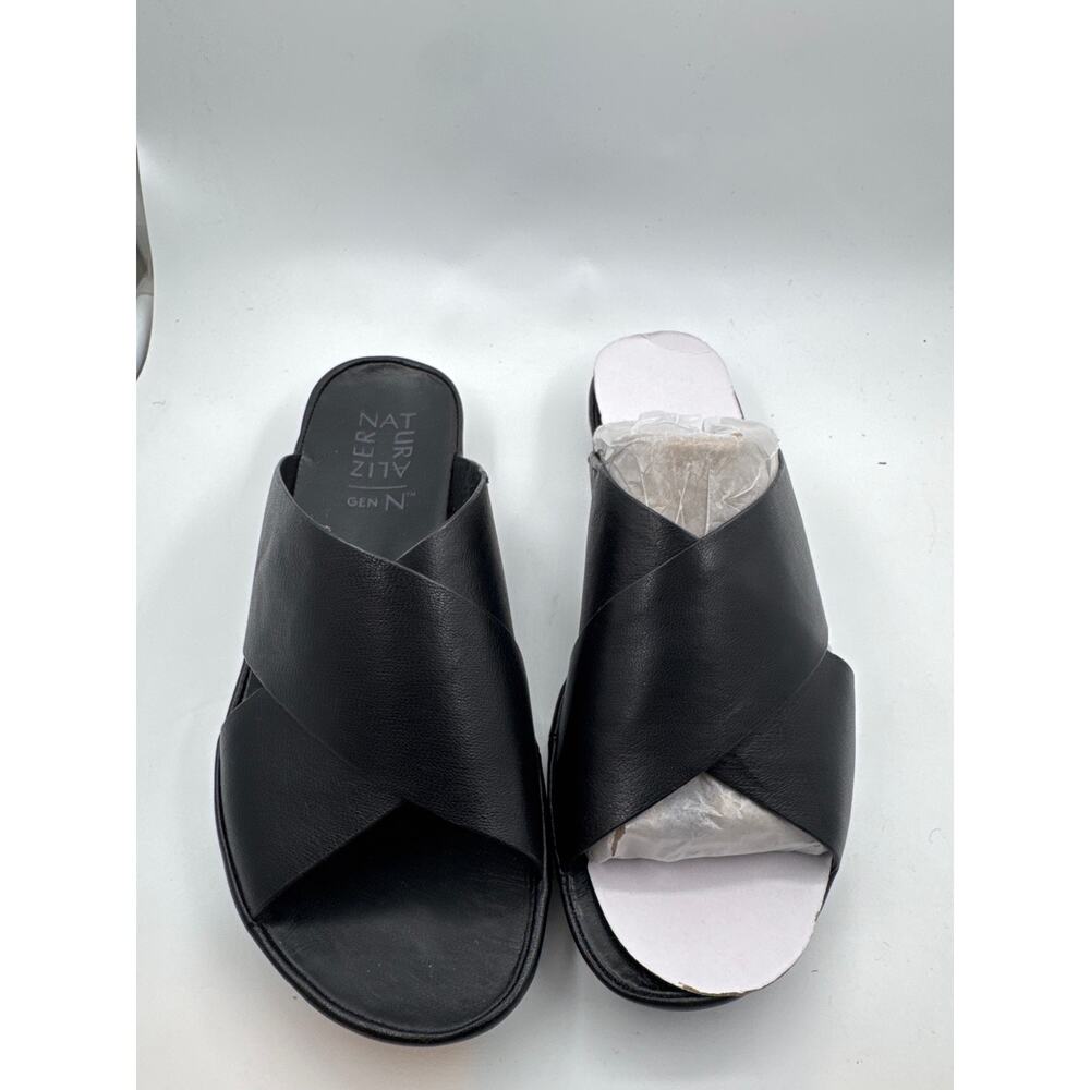 Naturalizer Genn-Stroll Slide Sandals Black Leather Womens 6.5M New NWT